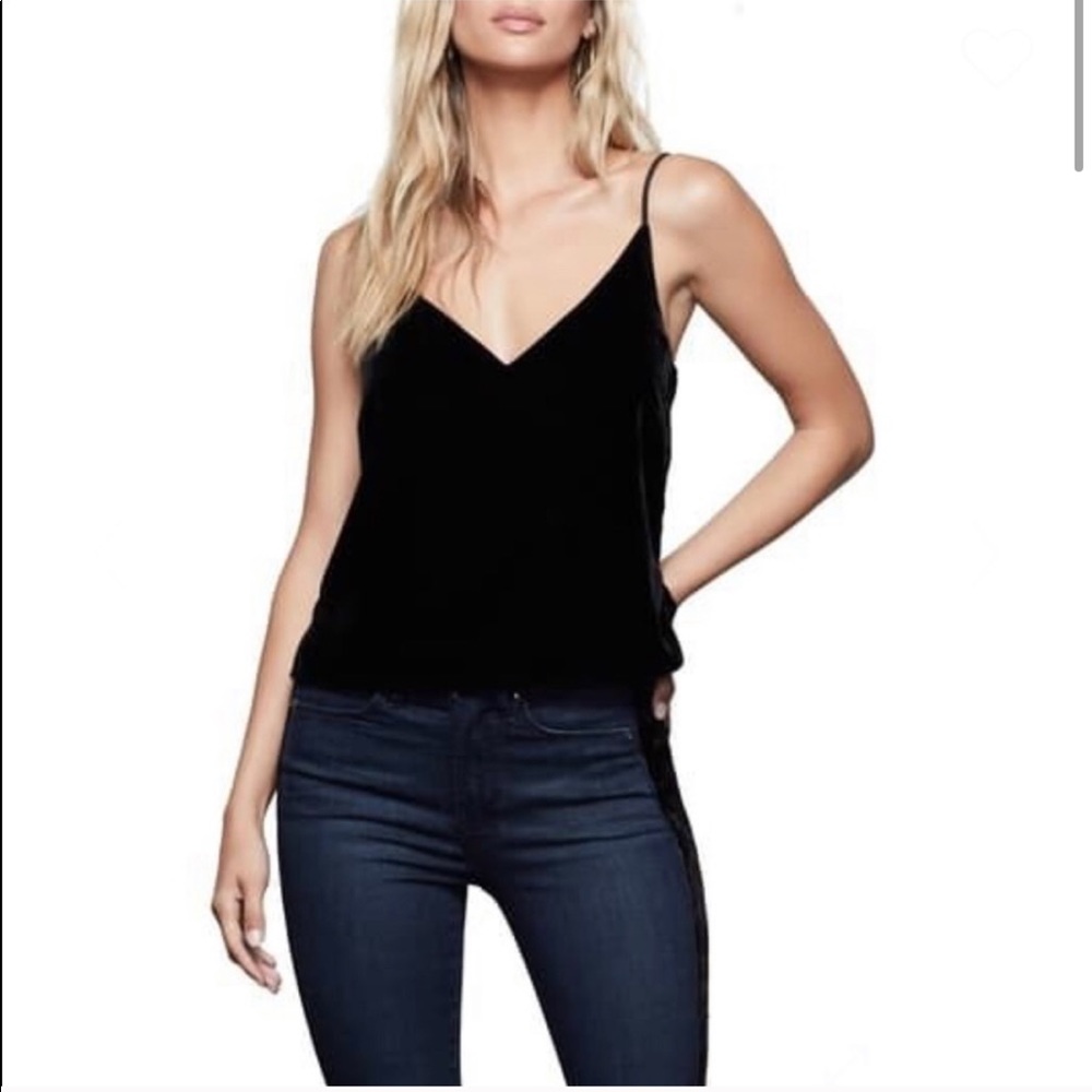 Good American Black Velvet V Neck Cami